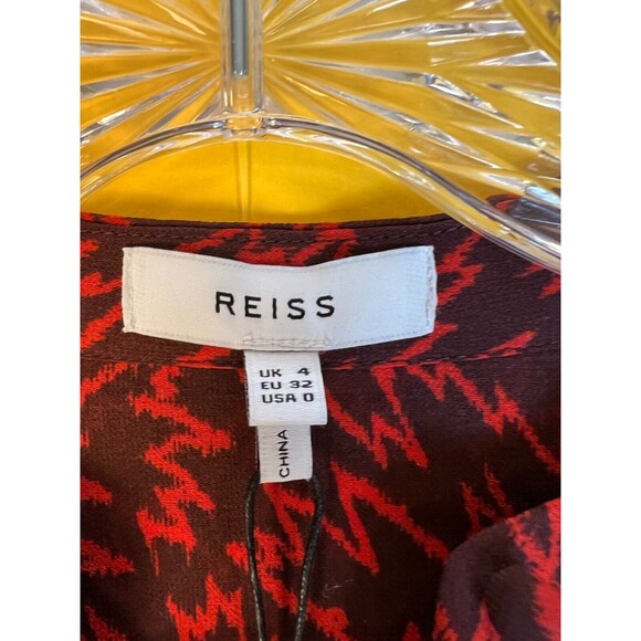 REISS Pippa Zig Zag Ruffle Blouse Top Womens US 0 UK 4 Red Long Sleeve $240 NWT - Picture 5 of 10